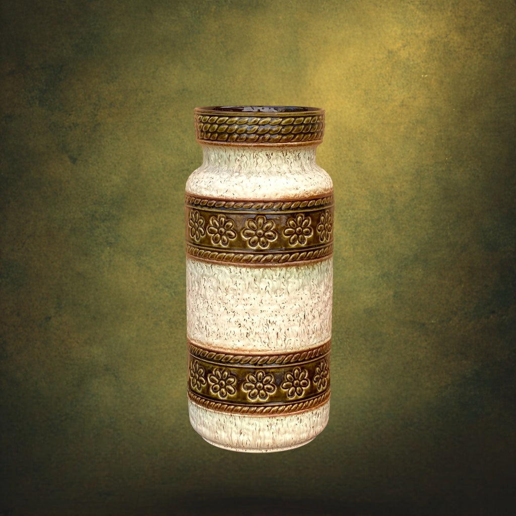 Vase Bay Keramik 660 40 en Céramique Émaillée Verte et Crème – Années 1970