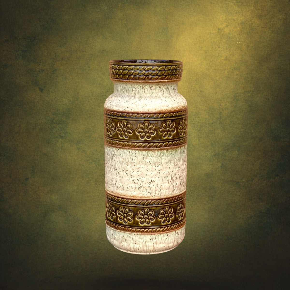 Vase Bay Keramik 660 40 en Céramique Émaillée Verte et Crème – Années 1970