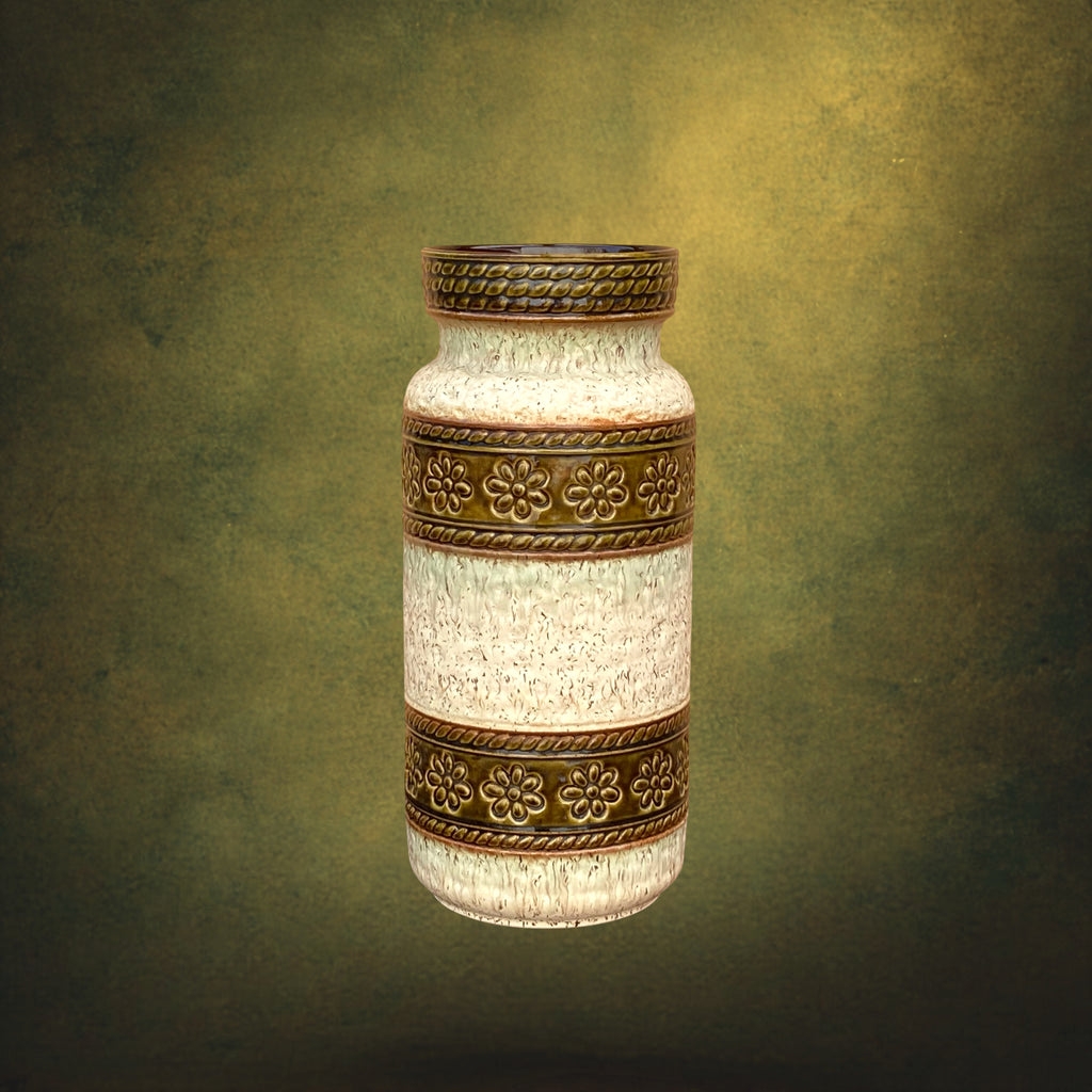 Vase Bay Keramik 660 40 en Céramique Émaillée Verte et Crème – Années 1970