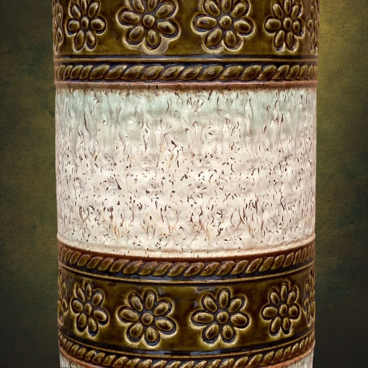 Vase Bay Keramik 660 40 en Céramique Émaillée Verte et Crème – Années 1970