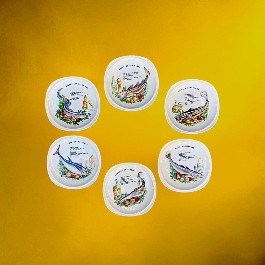 assiettes-recettes-poissons-lourioux-porcelaine-annees70