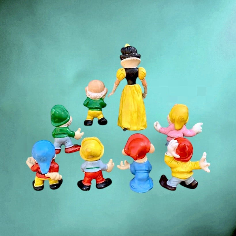 Blanche Neige et les 7 nains vintage Disney années 60 – figurines pouet complètes