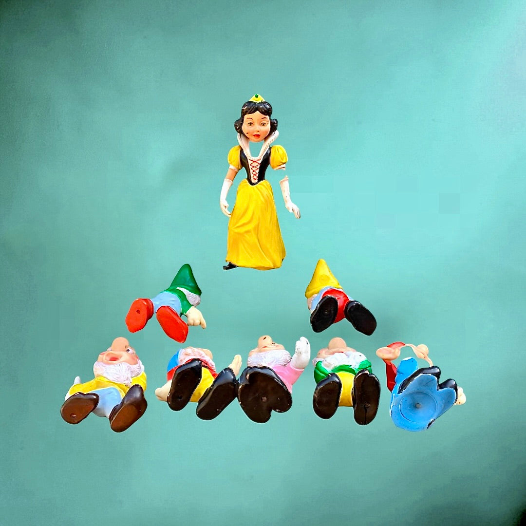 Blanche Neige et les 7 nains vintage Disney années 60 – figurines pouet complètes