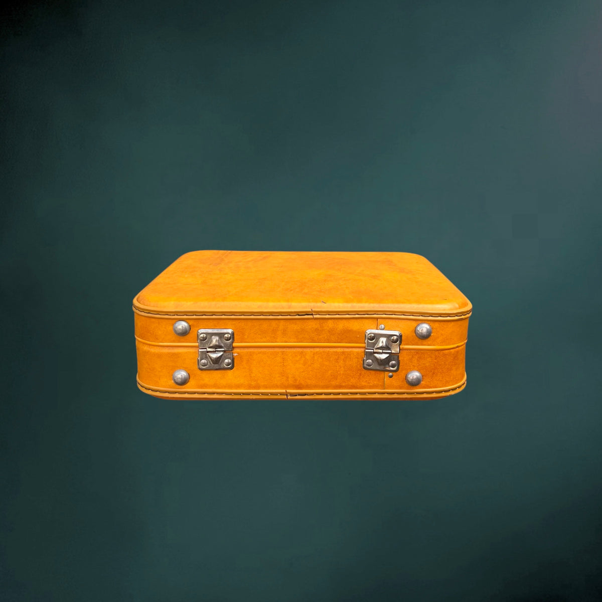 Valise de Cabine Jaune Orangée en Simili Cuir Rigide – Années 1960