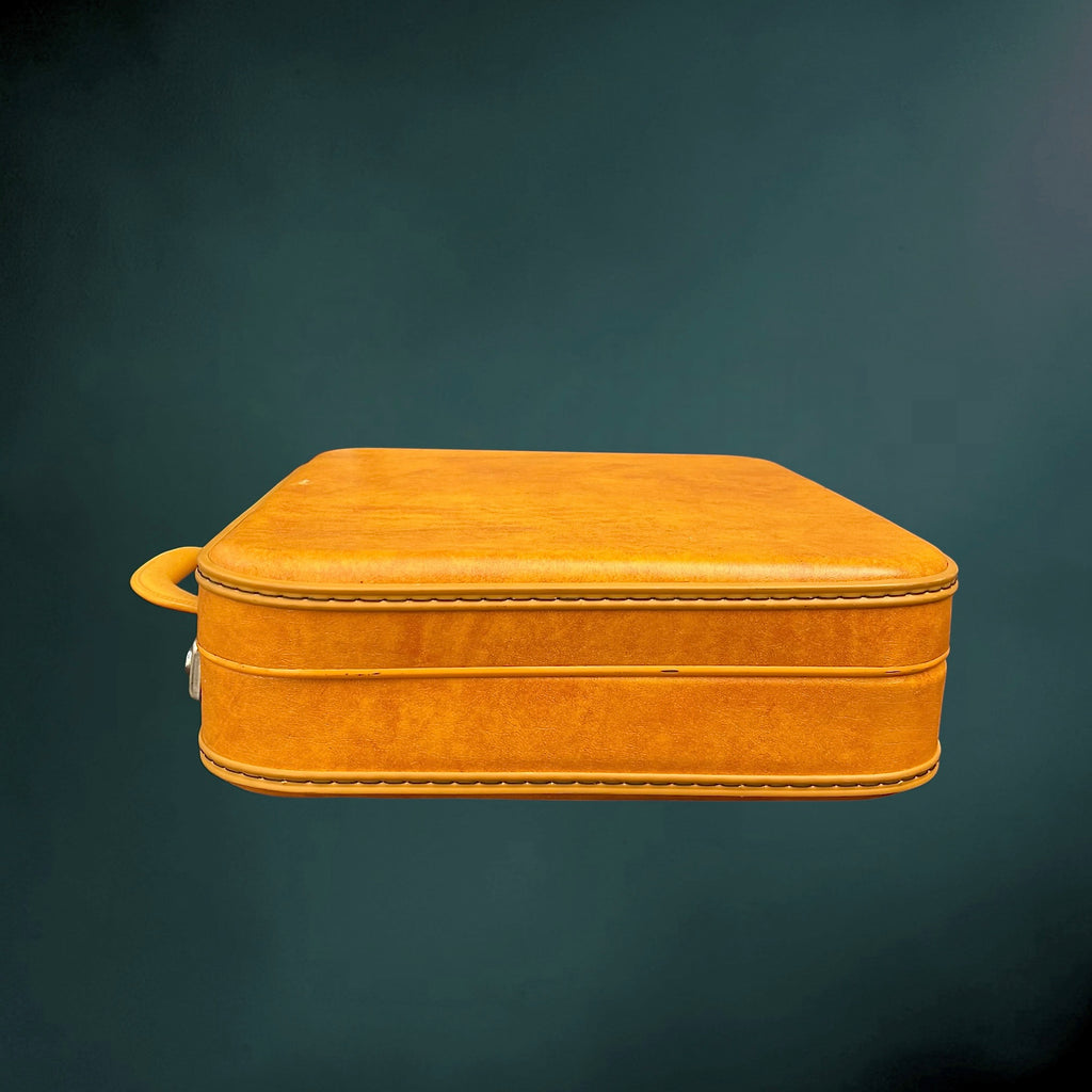 Valise de Cabine Jaune Orangée en Simili Cuir Rigide – Années 1960