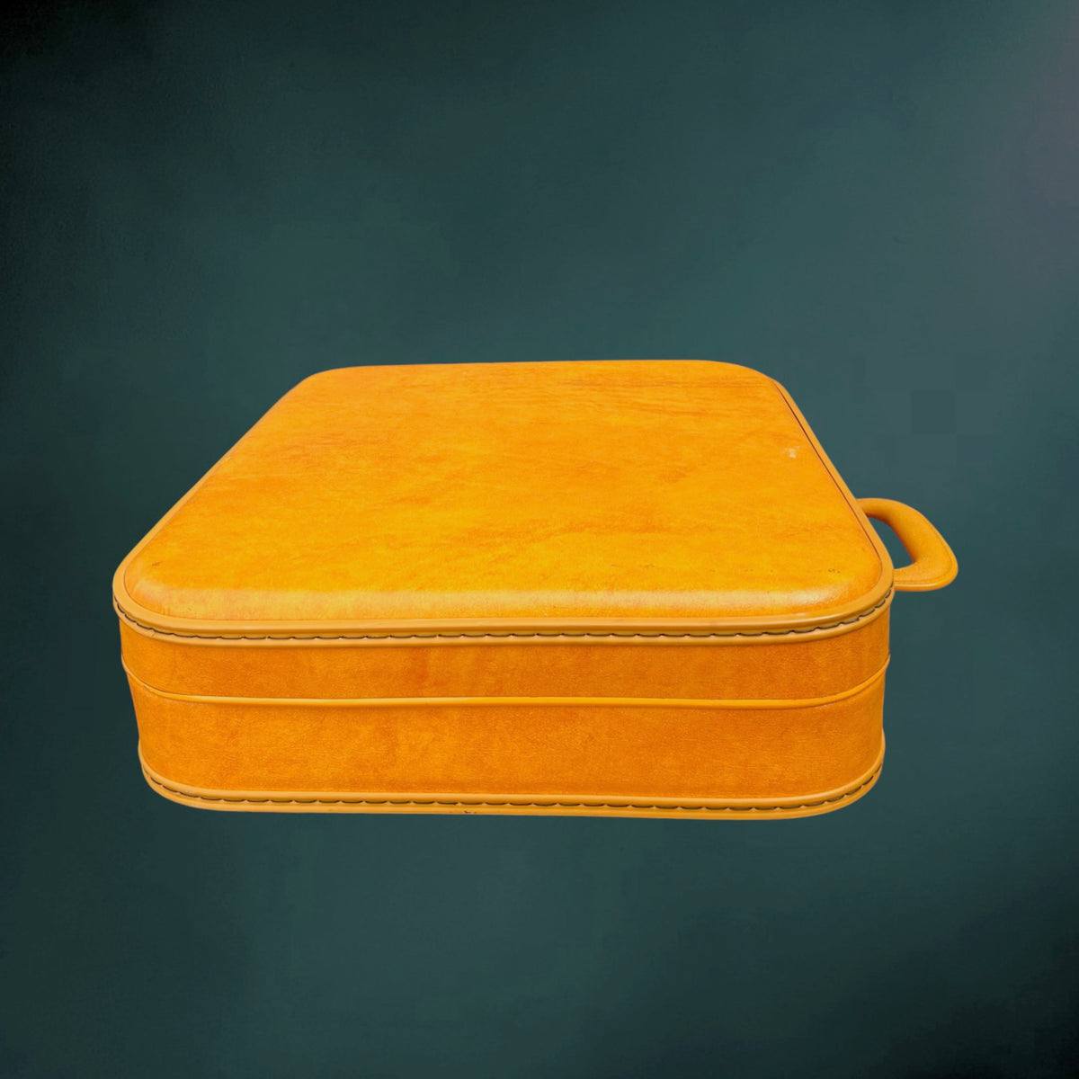 Valise de Cabine Jaune Orangée en Simili Cuir Rigide – Années 1960