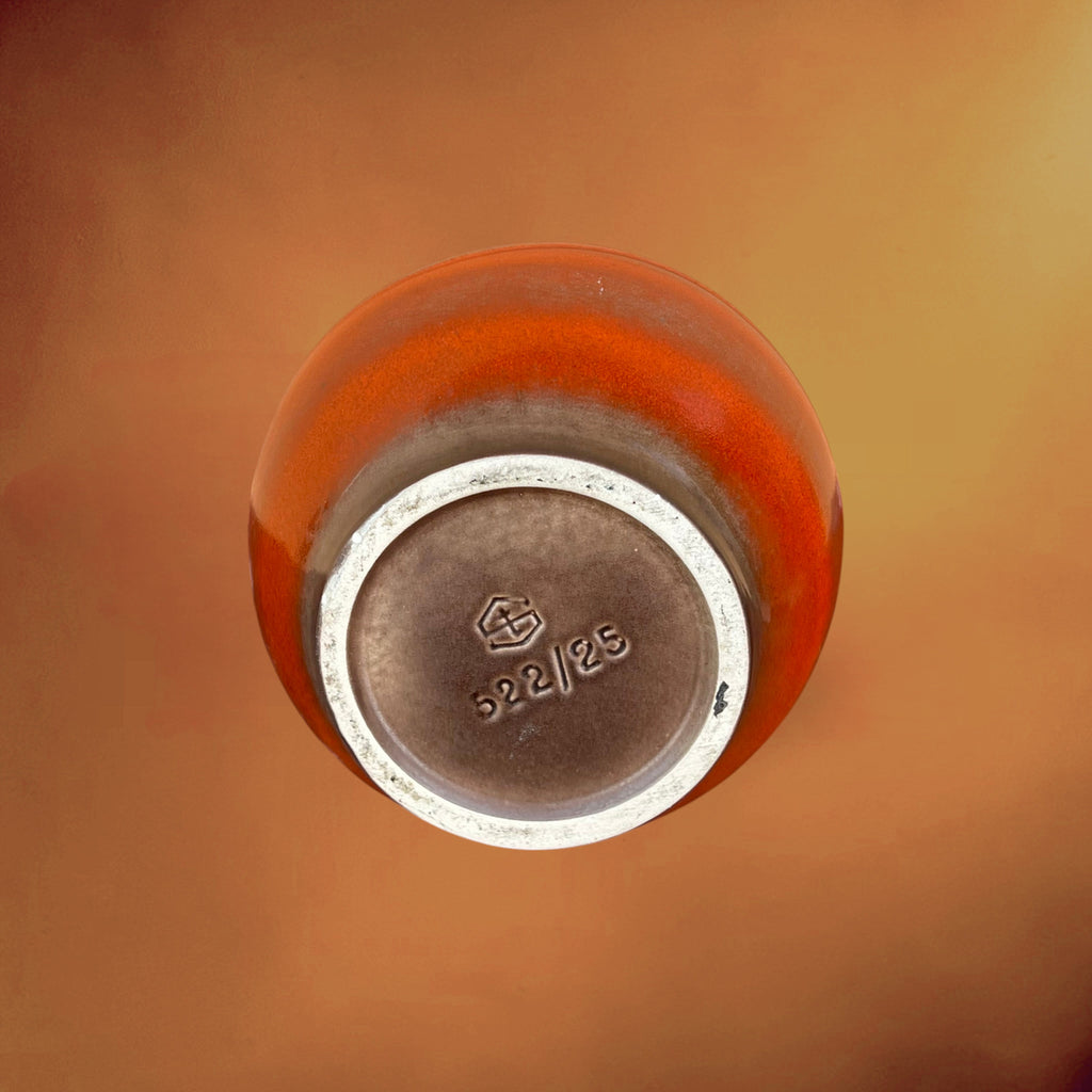 Vase Steuler West Germany en Céramique Orange à Anse – Années 1960