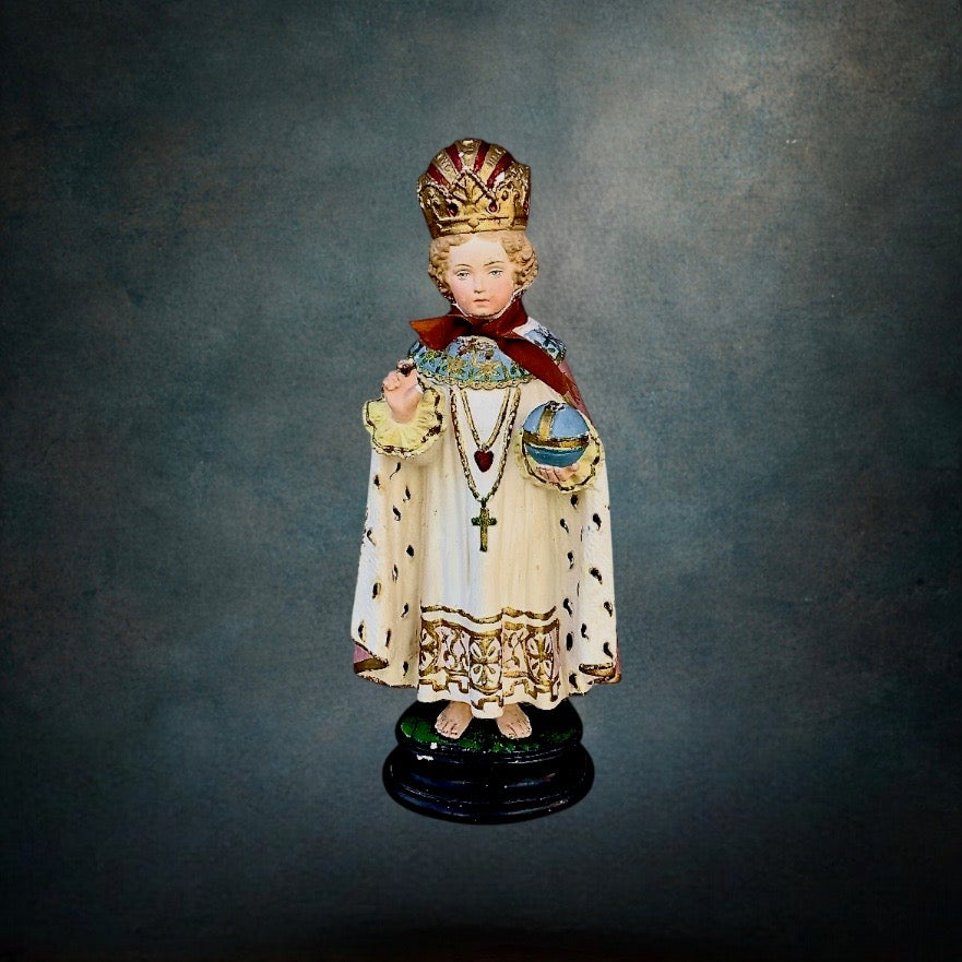 Statue Enfant Jésus De Prague Plâtre Polychrome Ancien
