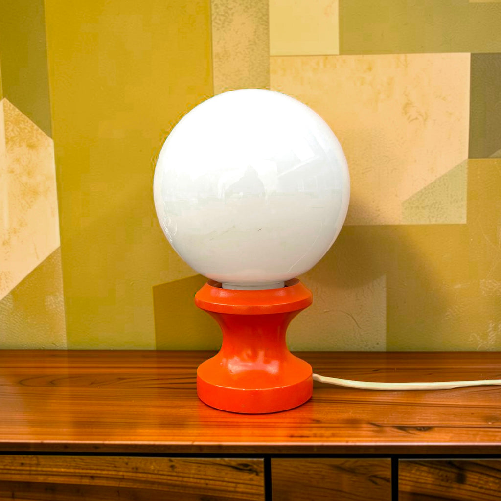 Petite Lampe Space Age Orange et Opaline – Années 1970