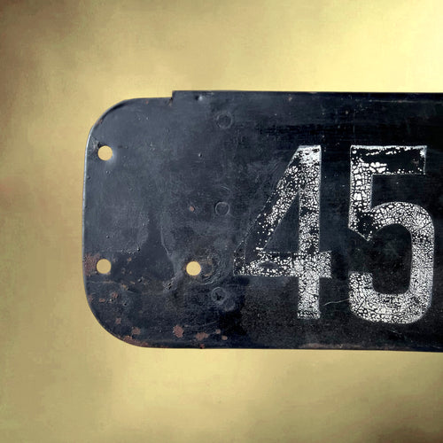 Ancienne Plaque d’Immatriculation 4537-B8 en Métal Peint Noir – Années 1940-1950