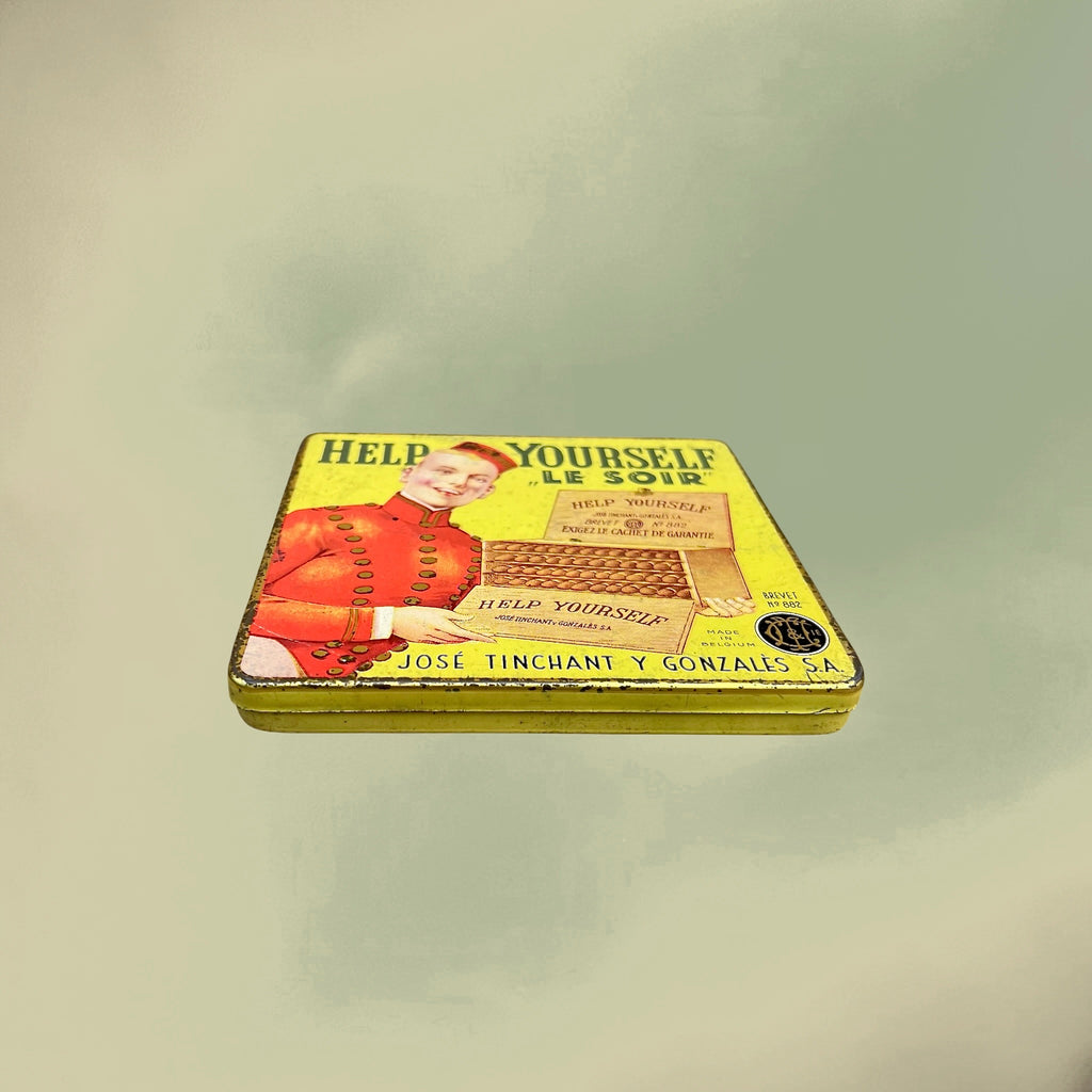 Boîte Publicitaire Help Yourself « Le Soir » en Fer Lithographié José Tinchant y Gonzalès - Années 30