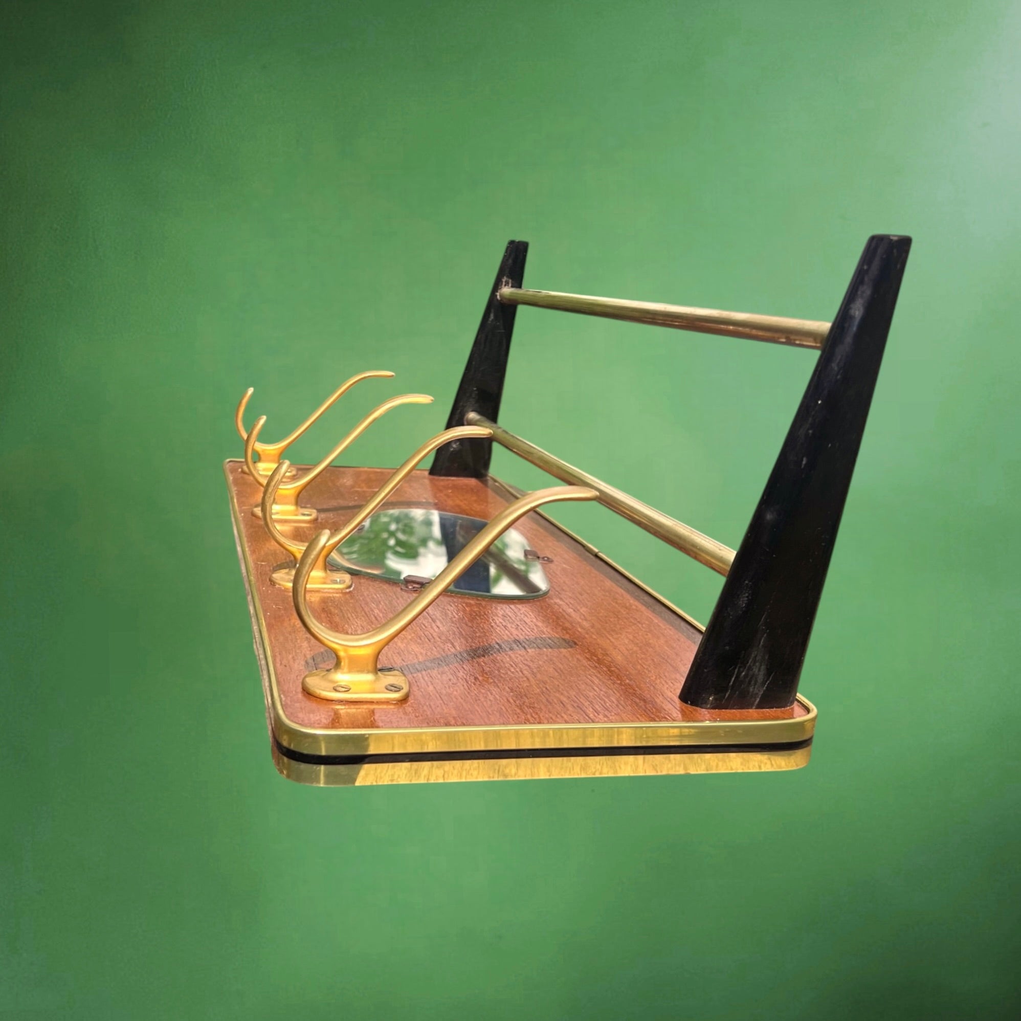 Portemanteau Mural avec Porte-Chapeau et Miroir Forme Libre – Années 50 60