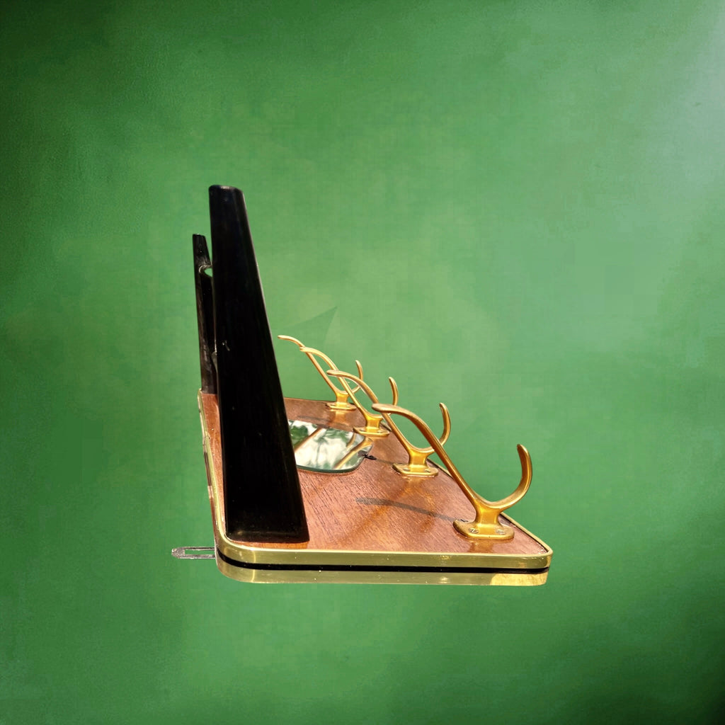 Portemanteau Mural avec Porte-Chapeau et Miroir Forme Libre – Années 50 60