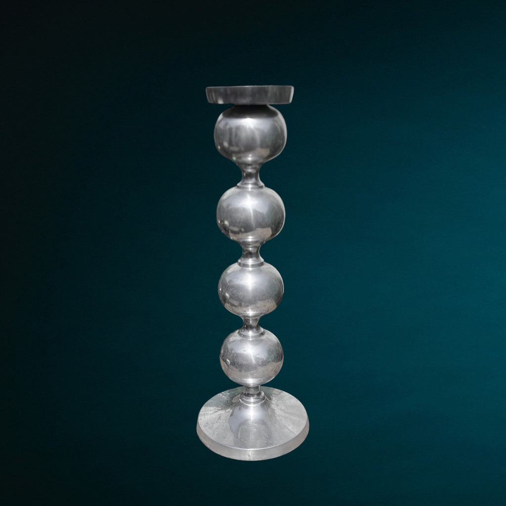 Bougeoir Space Age en Fonte d’Aluminium à Boules Empilées – Années 70