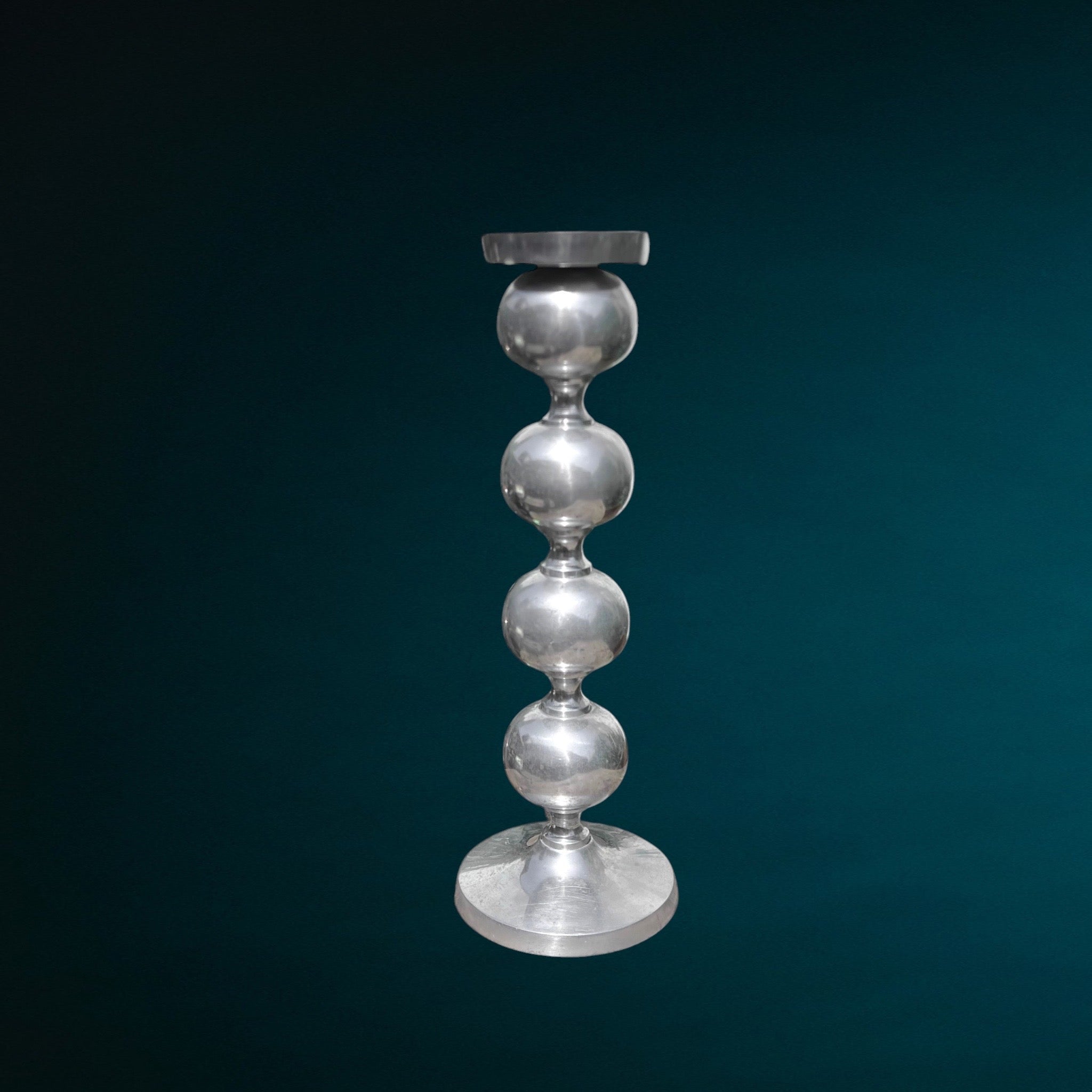 bougeoir-space-age-aluminium-boules-empilees-annees-70