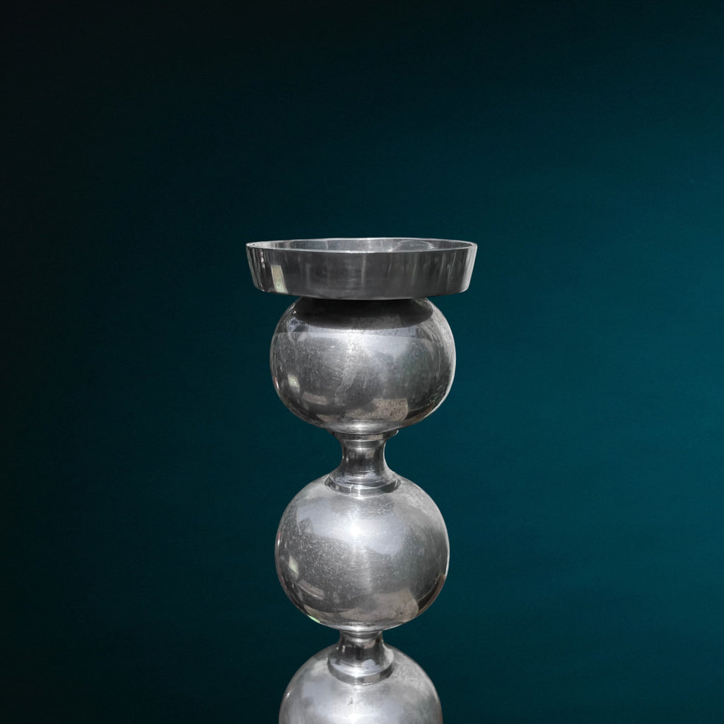 Bougeoir Space Age en Fonte d’Aluminium à Boules Empilées – Années 70