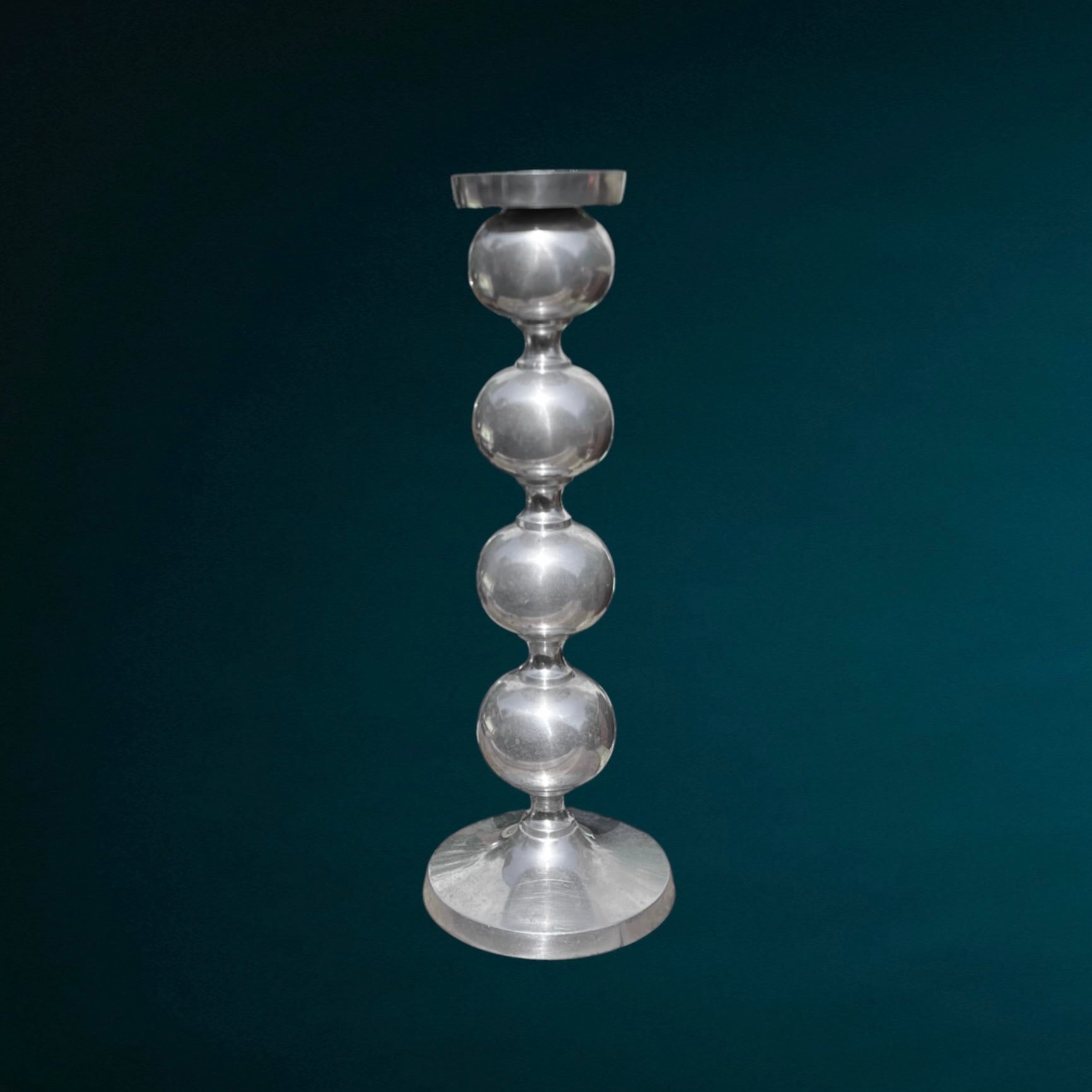 Bougeoir Space Age en Fonte d’Aluminium à Boules Empilées – Années 70