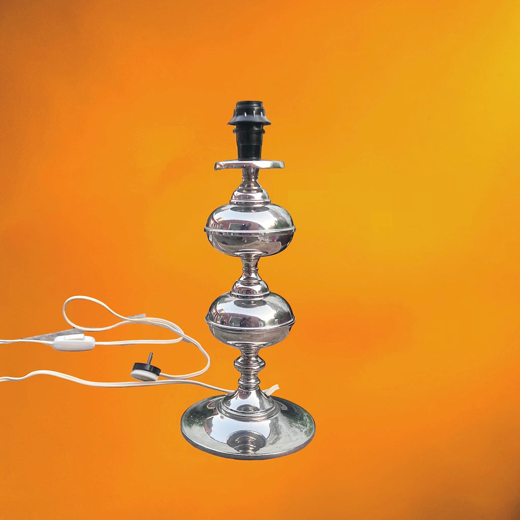 Pied de Lampe Space Age Métal Chromé Sphères Empilées -  Années 70