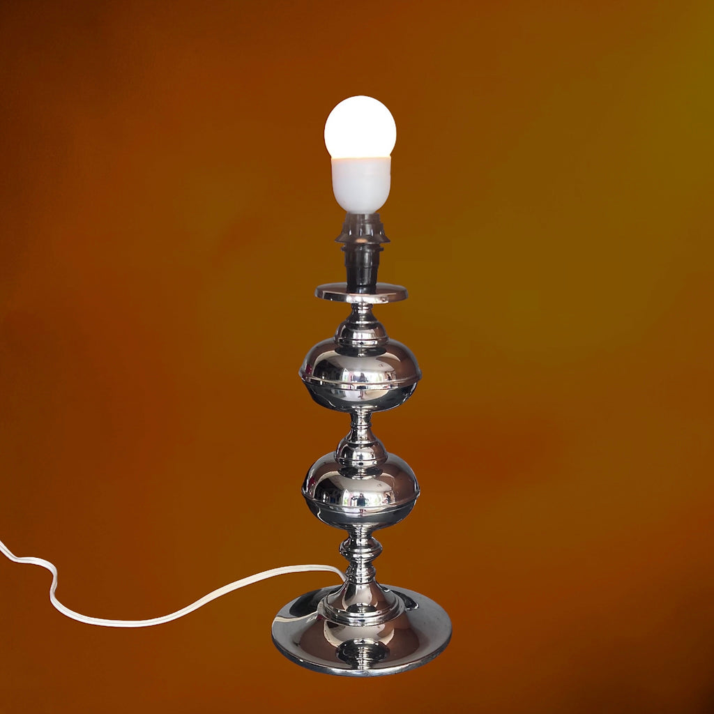 Pied de Lampe Space Age Métal Chromé Sphères Empilées -  Années 70