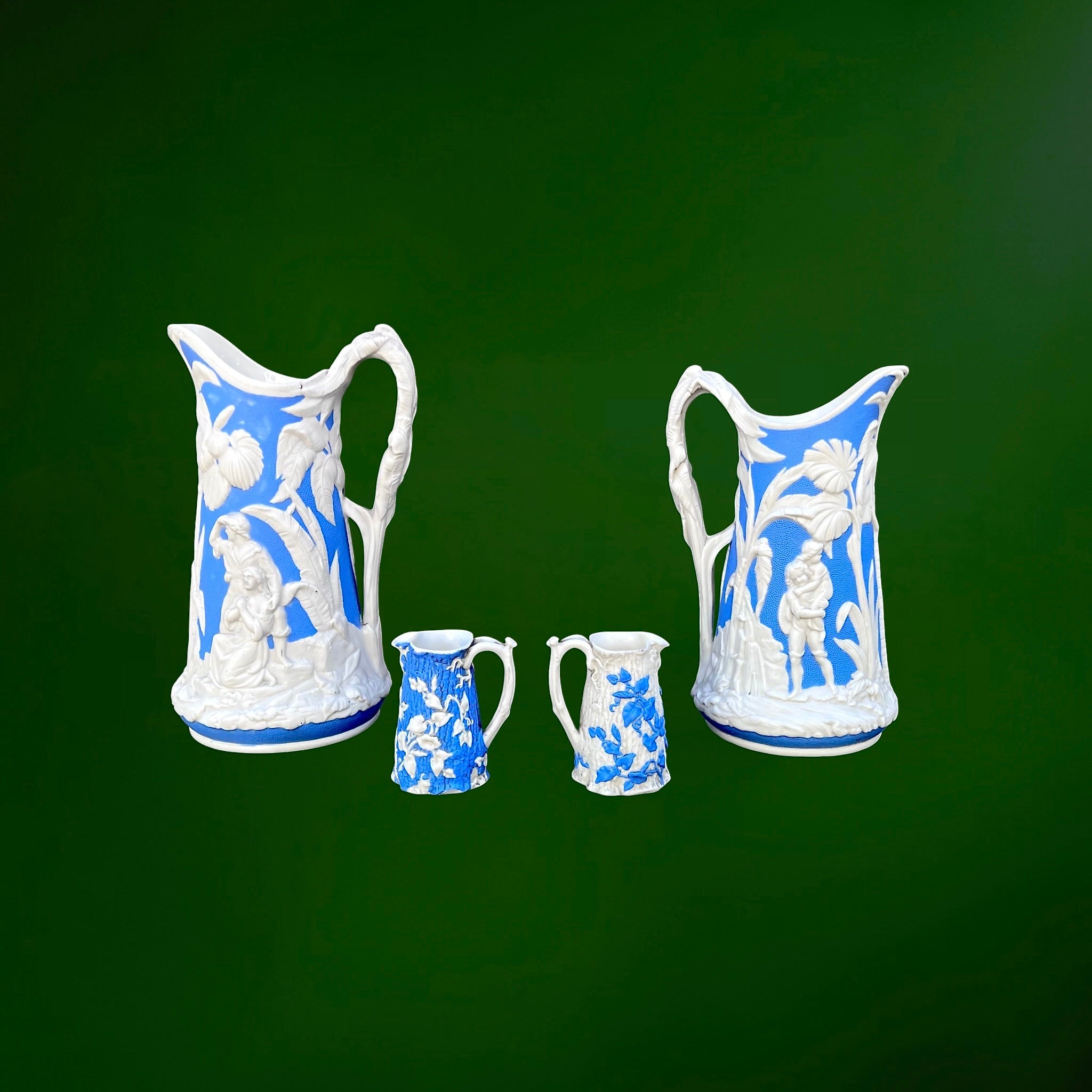 Ensemble Paul et Virginie Parian Ware Bleu et Blanc T.J. & J. Mayer Longport XIXe