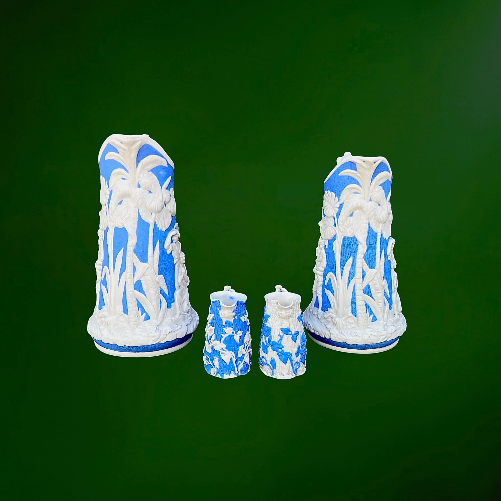 Ensemble Paul et Virginie Parian Ware Bleu et Blanc T.J. & J. Mayer Longport XIXe