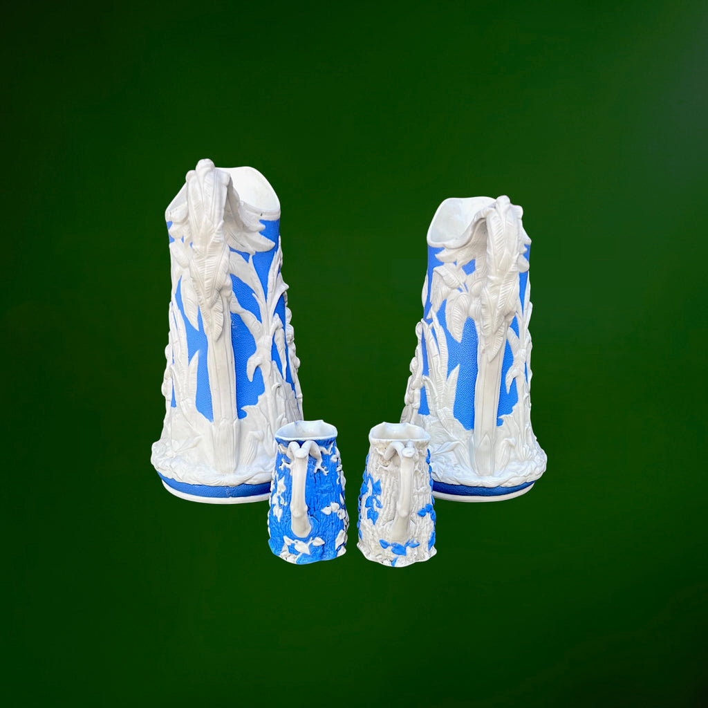 Ensemble Paul et Virginie Parian Ware Bleu et Blanc T.J. & J. Mayer Longport XIXe
