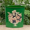Corbeille TOMADO en Tôle Verte à Décor Floral
