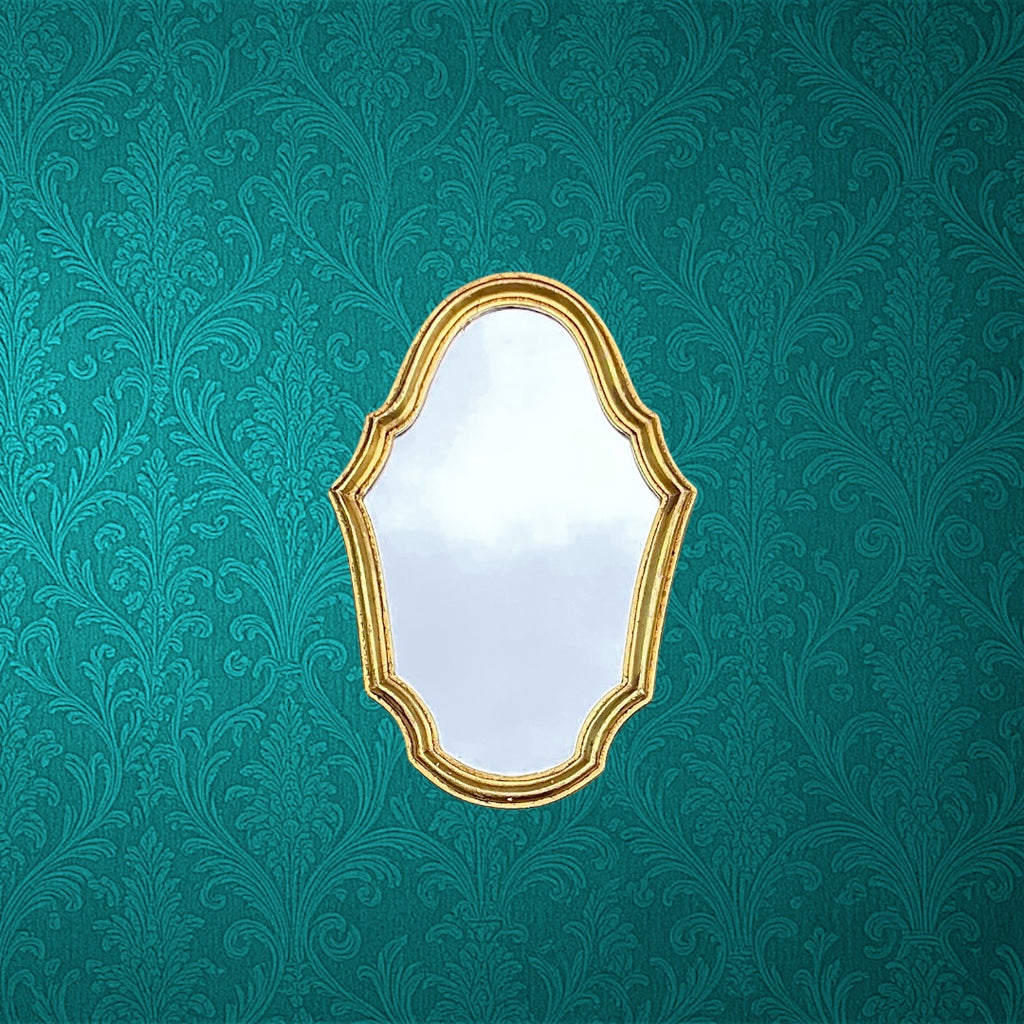 Petit Miroir Mural en Résine Dorée – Années 1960