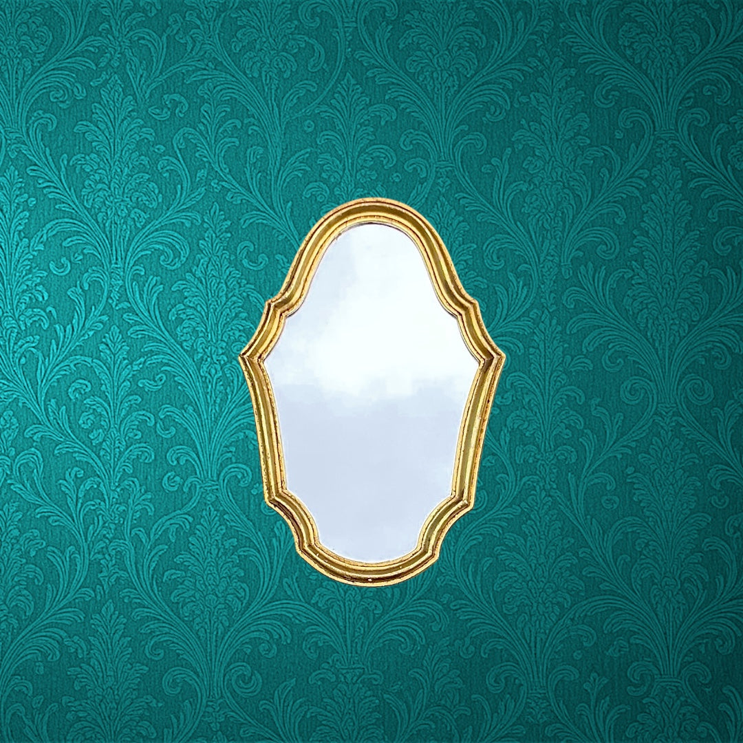 Petit Miroir Mural en Résine Dorée – Années 1960