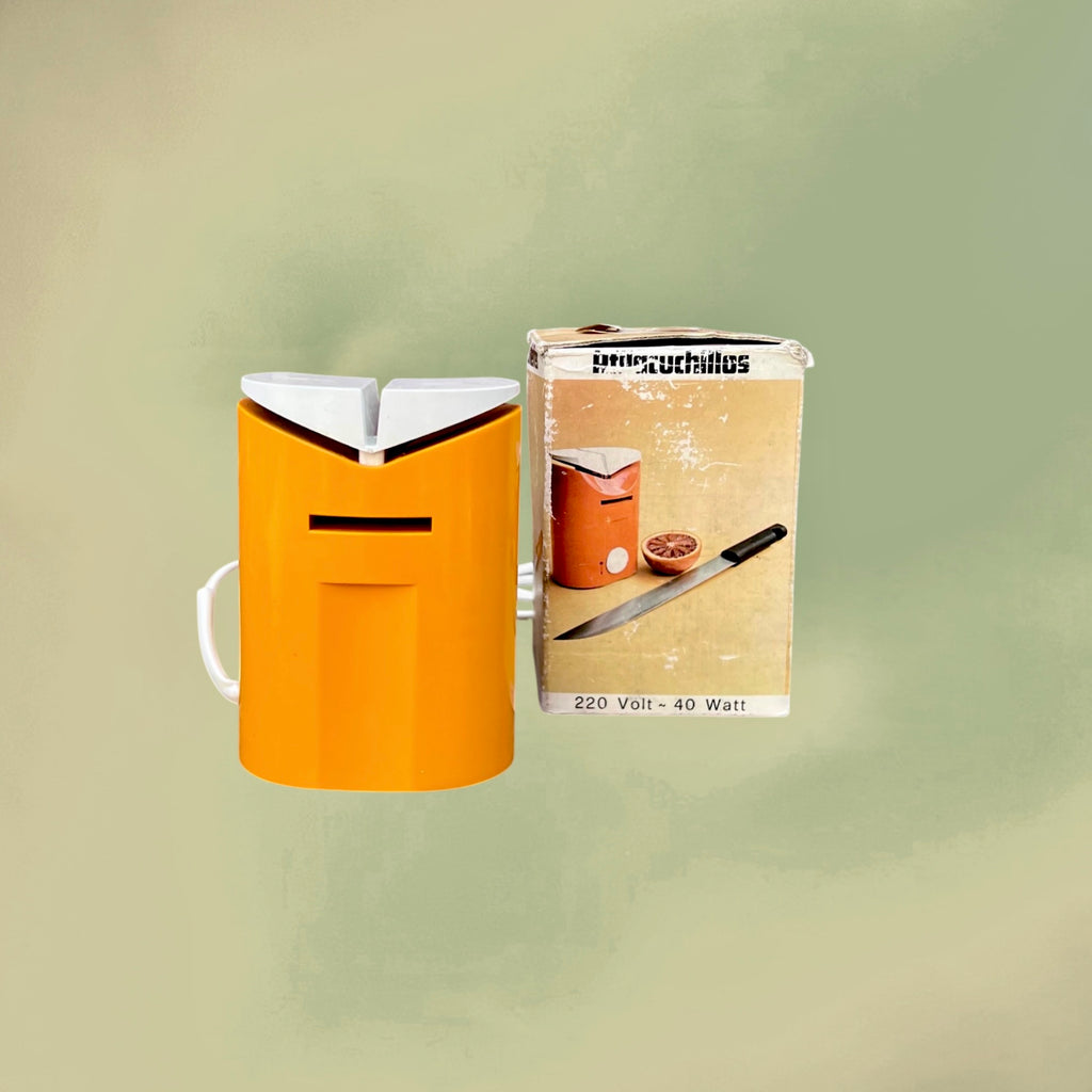 Affûteur de Couteaux Électrique Orange Plastique Design Space Age Avec Boîte – Années 70