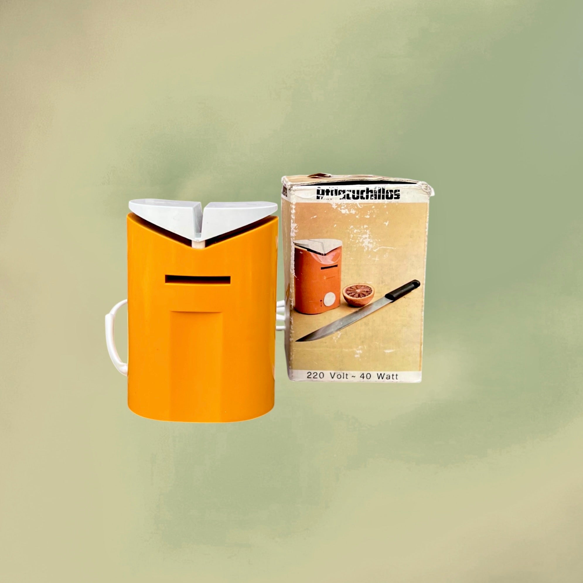 Affûteur de Couteaux Électrique Orange Plastique Design Space Age Avec Boîte – Années 70