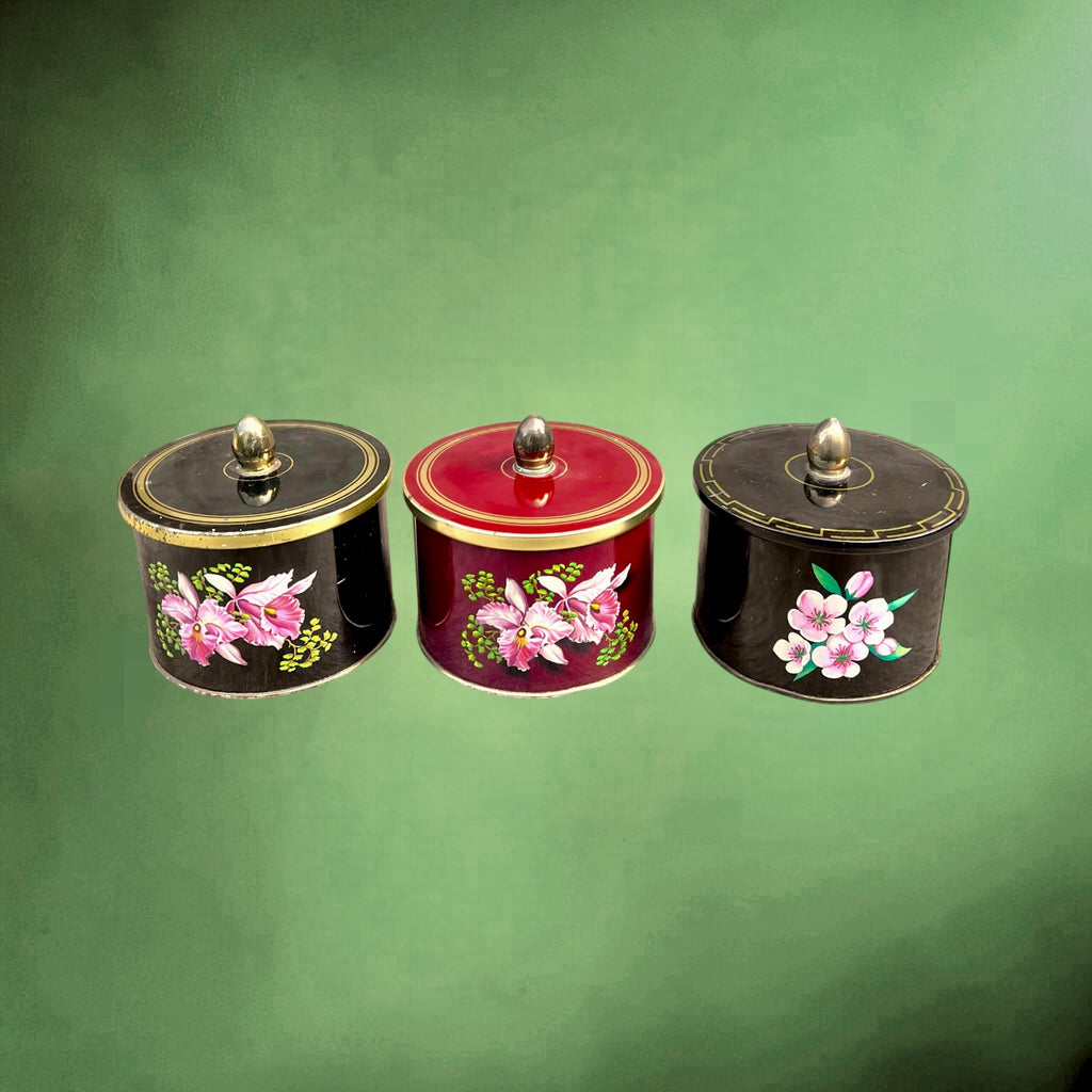 Lot de 3 Boîtes Côte d’Or en Métal Fleuries – Années 60