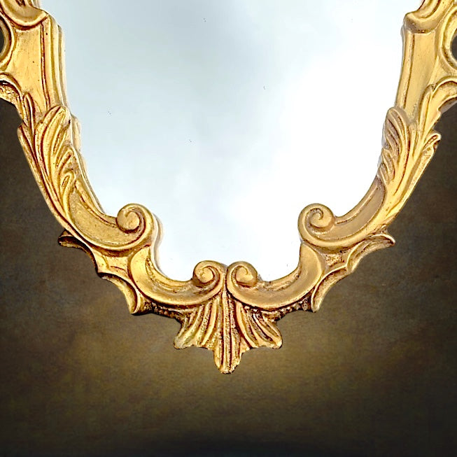 Ancien Miroir Mural en Plâtre Doré de Style Rococo – Déposé VDE – Milieu du XXe siècle