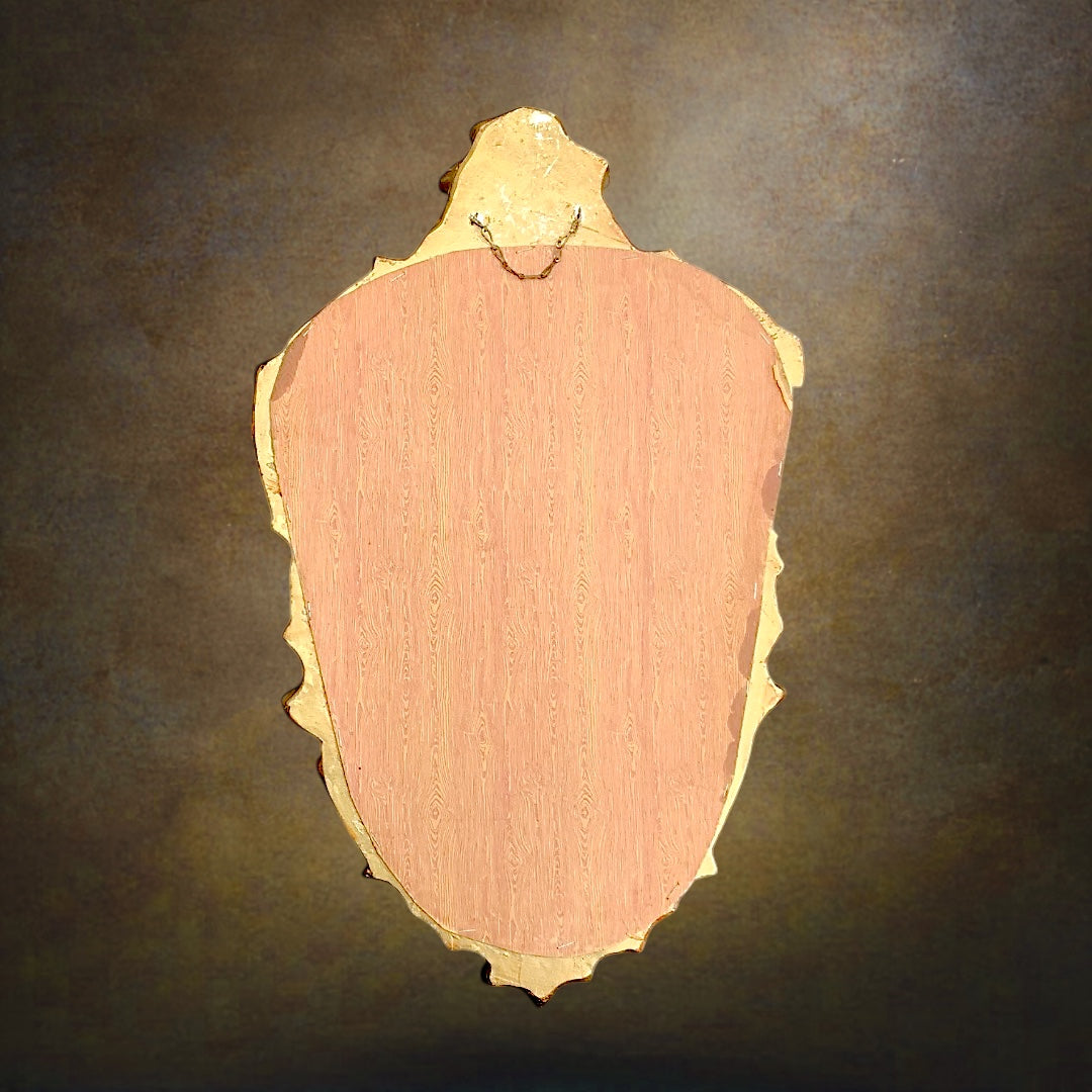 Ancien Miroir Mural en Plâtre Doré de Style Rococo – Déposé VDE – Milieu du XXe siècle