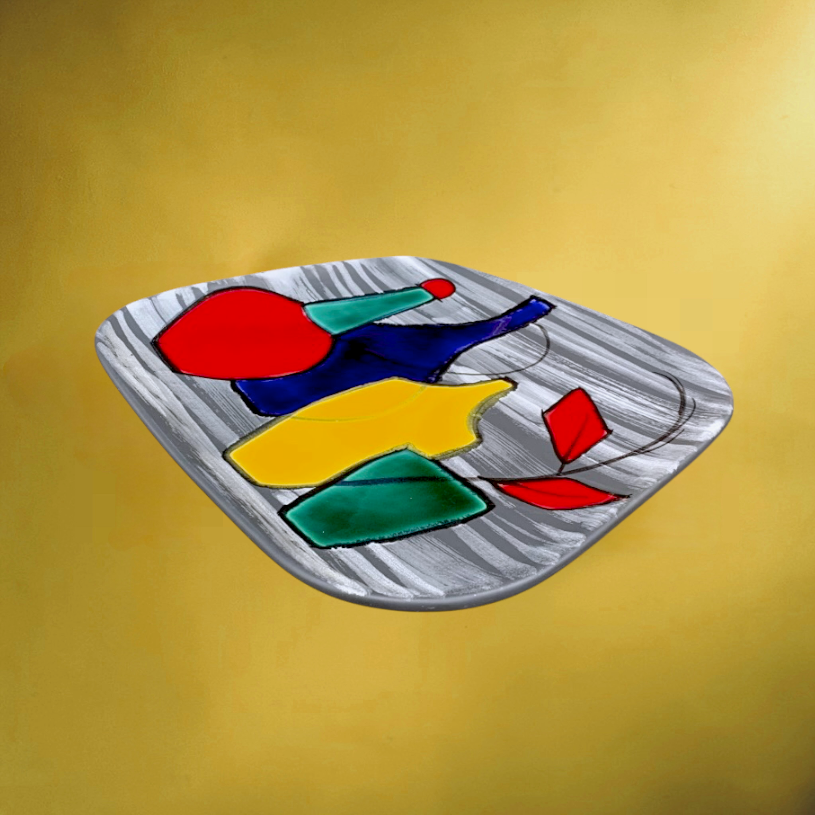 Plaque Murale en Céramique Émaillée à Décor de Nature Morte Moderniste - Années 50-60