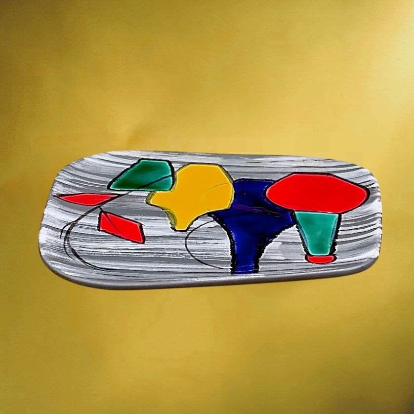 Plaque Murale en Céramique Émaillée à Décor de Nature Morte Moderniste - Années 50-60