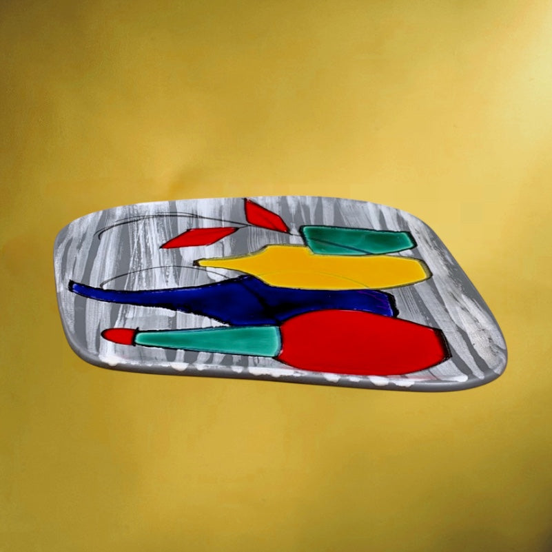 Plaque Murale en Céramique Émaillée à Décor de Nature Morte Moderniste - Années 50-60