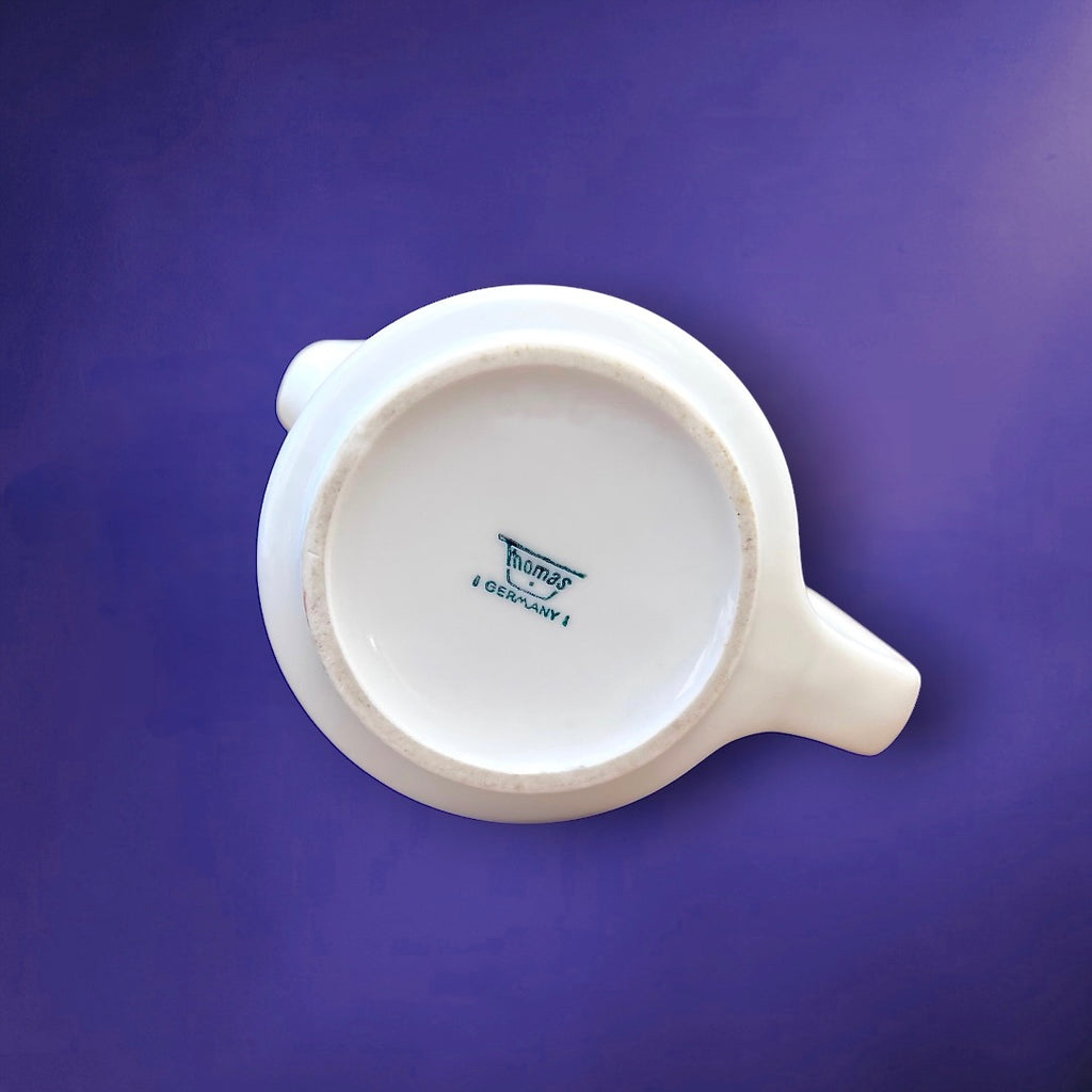 Pot à Lait Thomas Rosenthal TC100 en Céramique Blanche Fleur Orange et Bleu -  Années 70