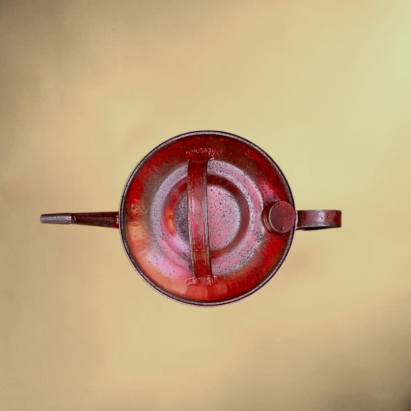 Ancien Bidon À Huile Standard En Métal Rouge – Années 40-50