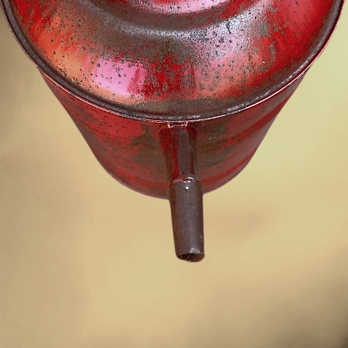 Ancien Bidon À Huile Standard En Métal Rouge – Années 40-50