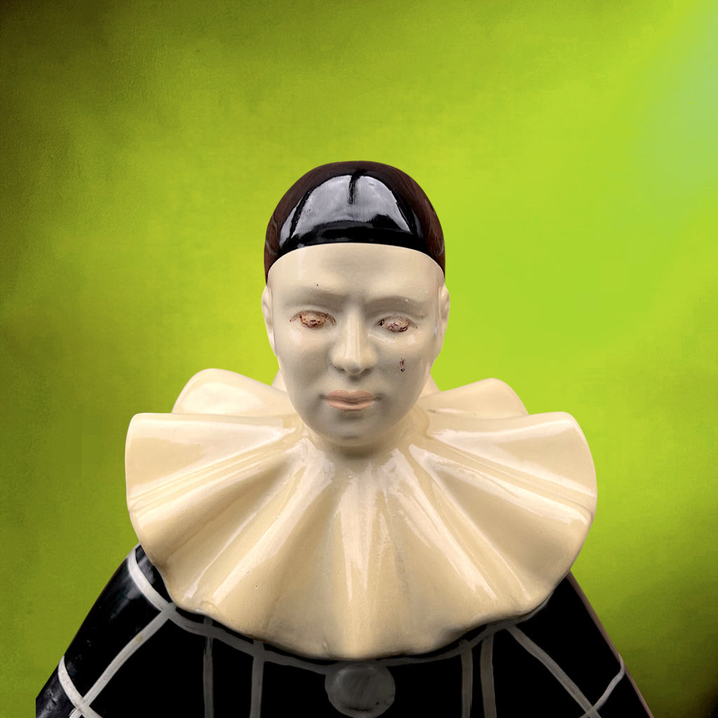 Lampe Pierrot Arlequin Ancienne en Résine Noir et Blanc – Années 70
