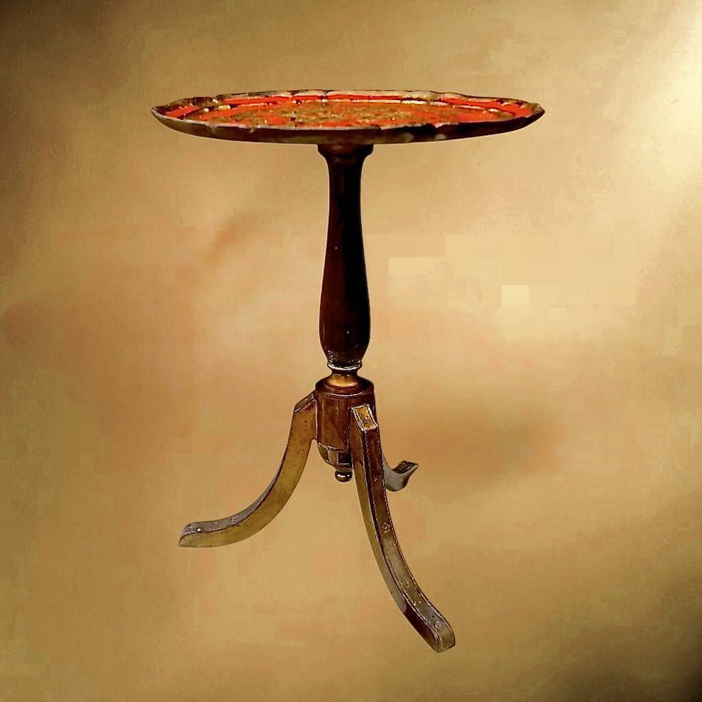 Table d’appoint florentine vintage rouge et or – Italie mid-century