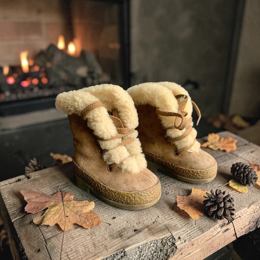 Bottes bébé vintage Gallia mouton retourné Italie années 60