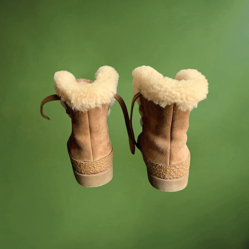 Bottes bébé vintage Gallia mouton retourné Italie années 60