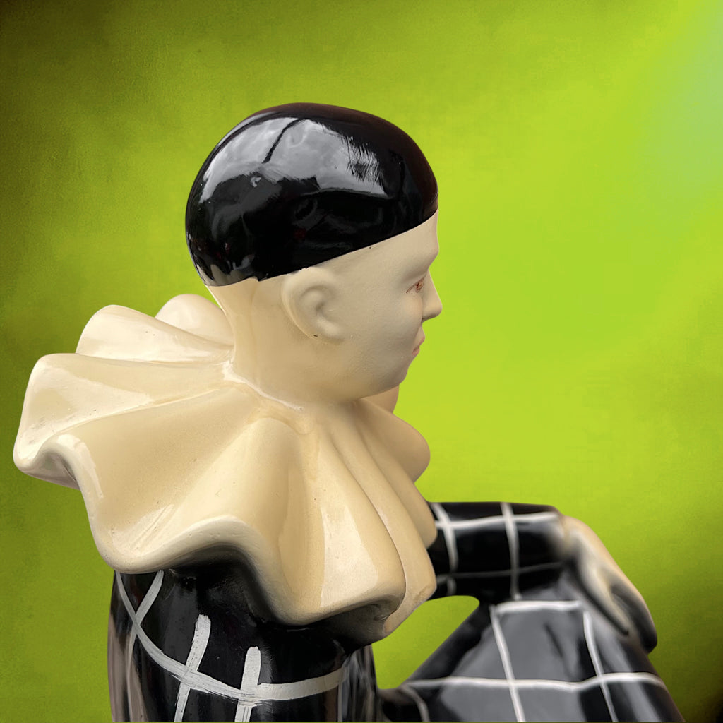 Lampe Pierrot Arlequin Ancienne en Résine Noir et Blanc – Années 70