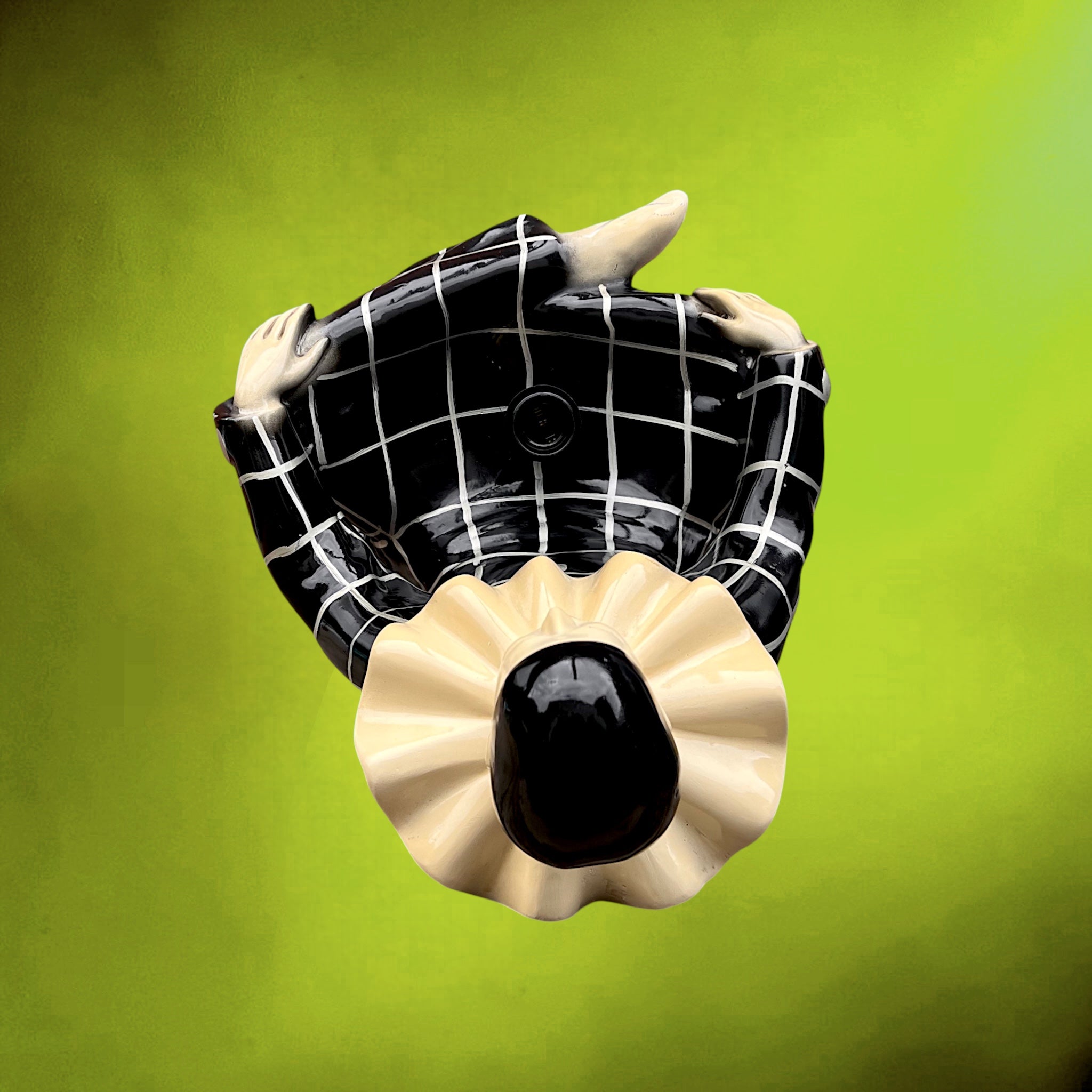 Lampe Pierrot Arlequin Ancienne en Résine Noir et Blanc – Années 70