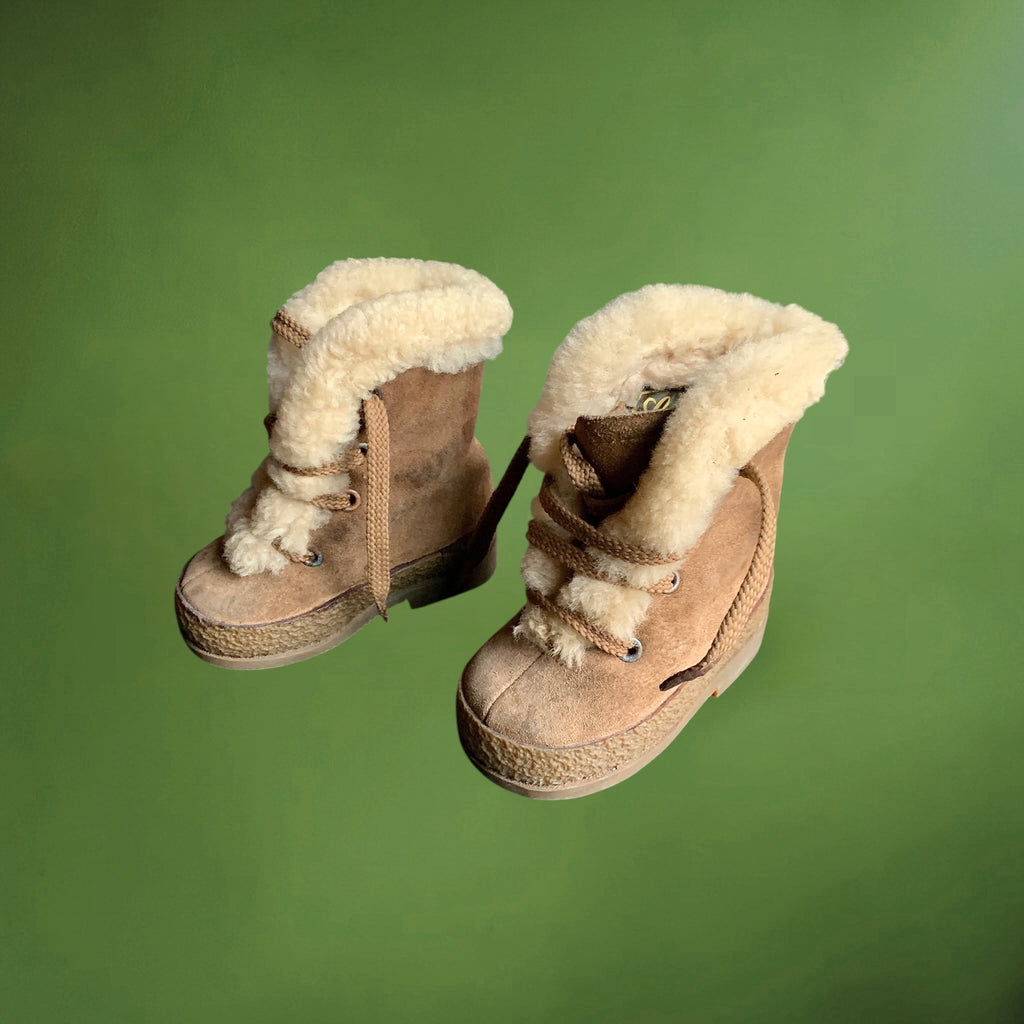 Bottes bébé vintage Gallia mouton retourné Italie années 60
