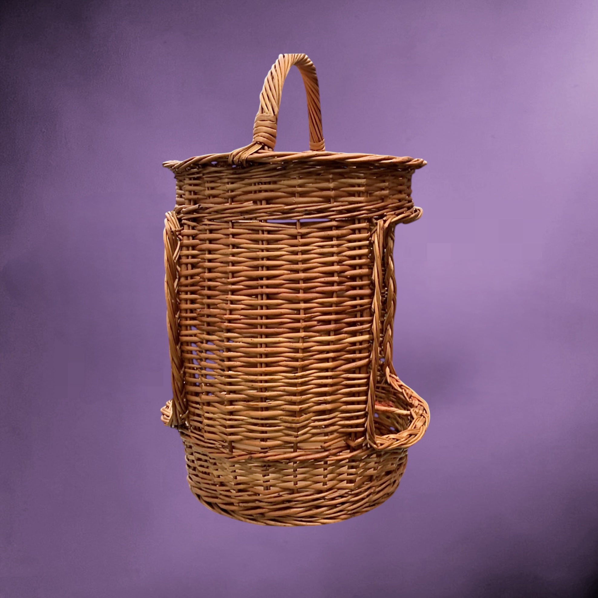Panier porte bouteilles vintage en osier – porte six bouteilles avec porte verres