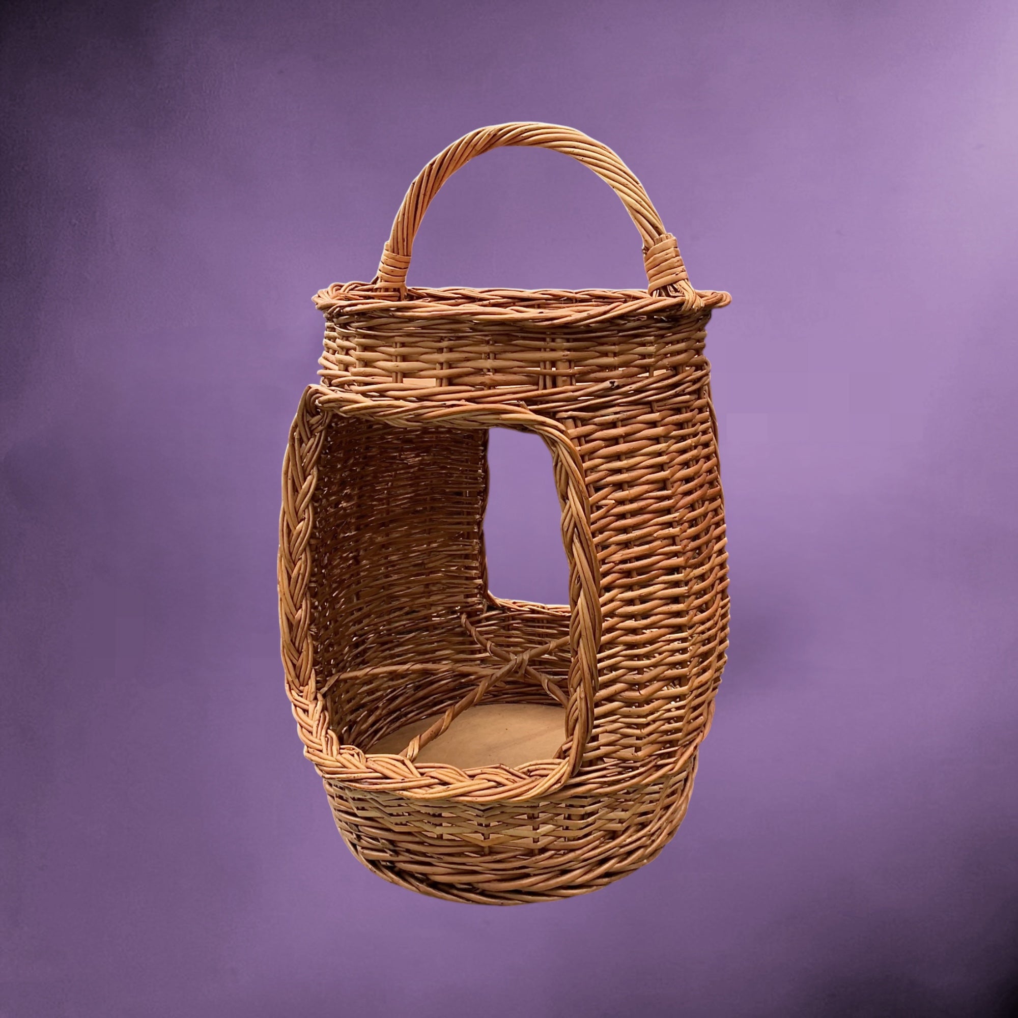 Panier porte bouteilles vintage en osier – porte six bouteilles avec porte verres