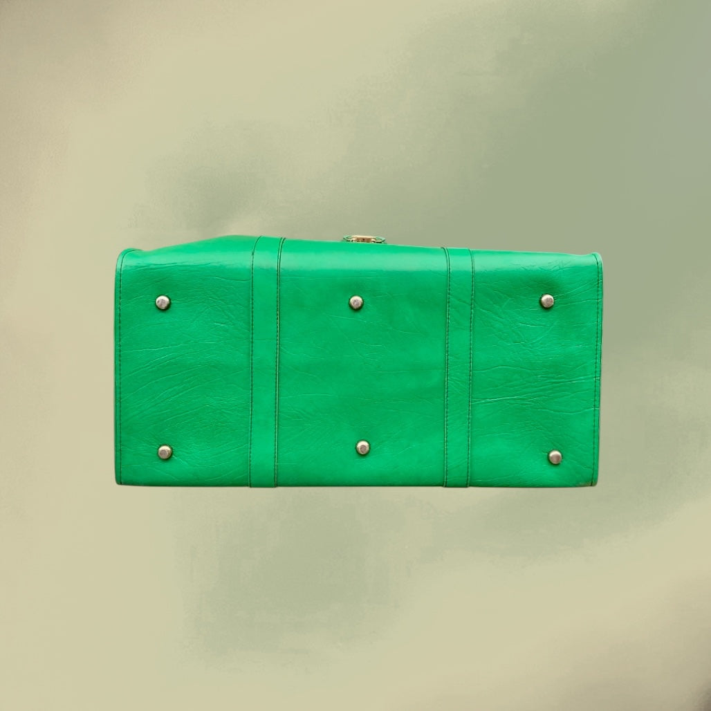 Sac de Voyage en Skaï Vert Lumineux – Années 60 70